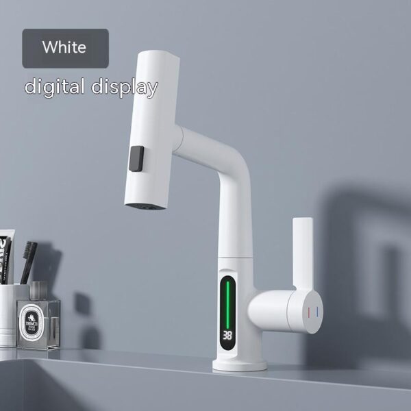 Intelligent Digital Display Faucet Pull-out Basin Faucet Temperature Digital Display Rotation - Image 2