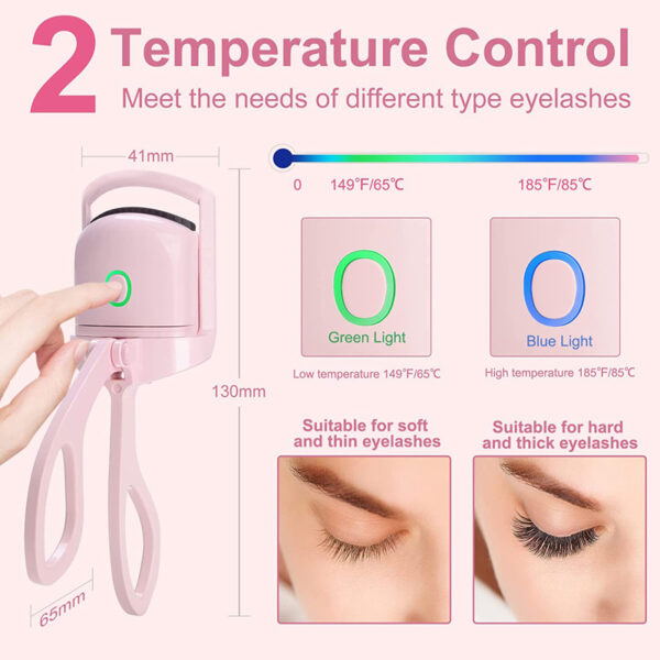 Eyelash Curler Portable Electric Heated Comb Eye Lash Long Lasting Eyelashes Curls Thermal Eyelash Curler Makeup Tools Heated Eyelash Curlers,Rechargeable Electric Eyelash Curler,Handheld Eyelash Heat - Image 10