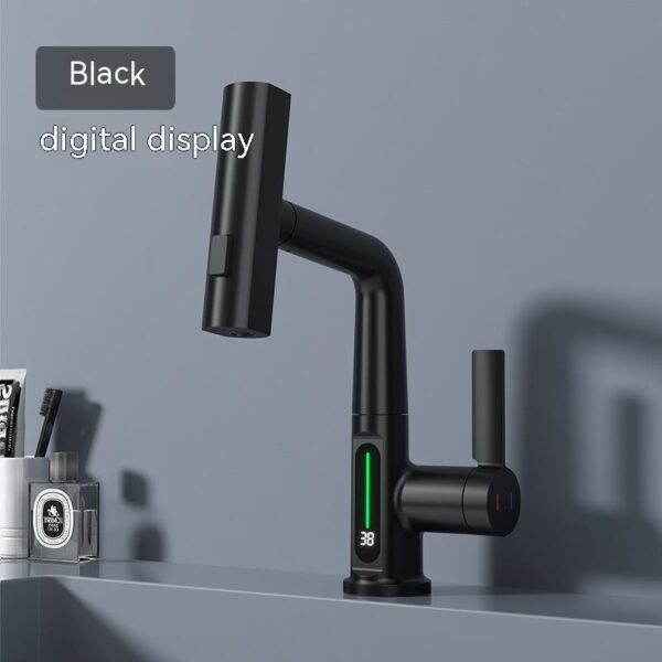 Intelligent Digital Display Faucet Pull-out Basin Faucet Temperature Digital Display Rotation - Image 9